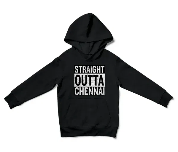 Straight Outta Chennai Unisex Youth Hoodie in Black Color