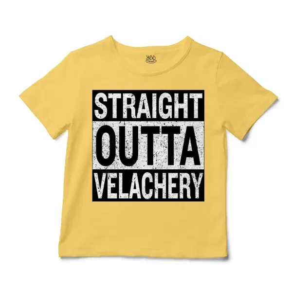 Straight Outta Velachery Unisex Toddler T-Shirt in Butter Color