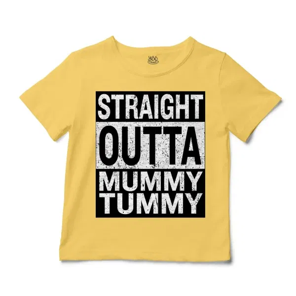 Straight Outta Mummy Tummy Unisex Toddler T-Shirt in Butter Color