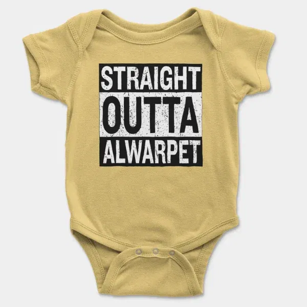 Straight Outta Alwarpet Short Sleeve Baby Onesie in Butter Color