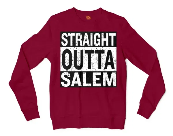 Straight Outta Salem Men/Unisex Long Sleeve T-Shirt in Cardinal Red Color