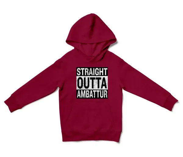 Straight Outta Ambattur Unisex Youth Hoodie in Cardinal Red Color