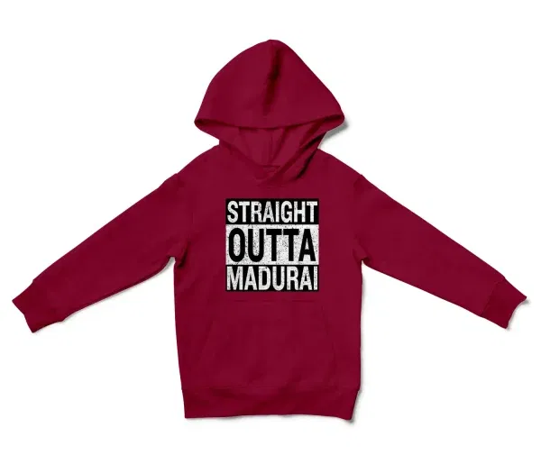 Straight Outta Madurai Unisex Youth Hoodie in Cardinal Red Color