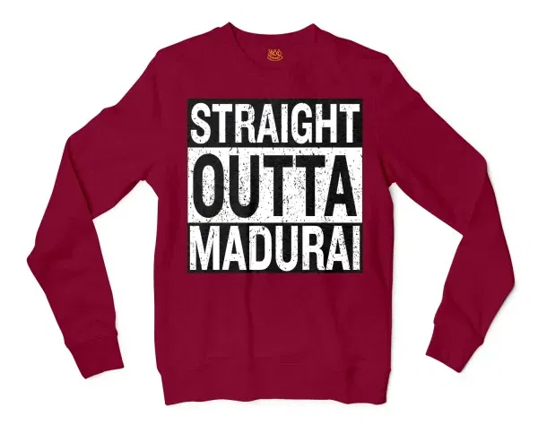 Straight Outta Madurai Men/Unisex Long Sleeve T-Shirt in Cardinal Red Color