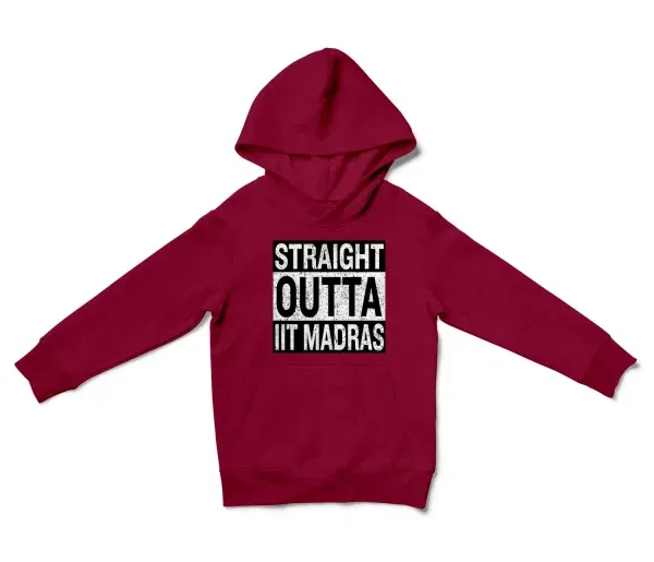 Straight Outta Iit Madras Unisex Youth Hoodie in Cardinal Red Color