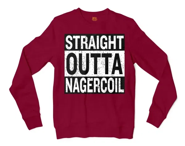 Straight Outta Nagercoil Men/Unisex Long Sleeve T-Shirt in Cardinal Red Color