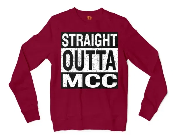 Straight Outta Mcc Men/Unisex Long Sleeve T-Shirt in Cardinal Red Color