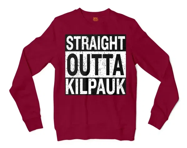 Straight Outta Kilpauk Men/Unisex Long Sleeve T-Shirt in Cardinal Red Color