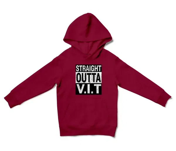 Straight Outta Vit Unisex Youth Hoodie in Cardinal Red Color