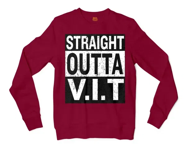 Straight Outta Vit Men/Unisex Long Sleeve T-Shirt in Cardinal Red Color