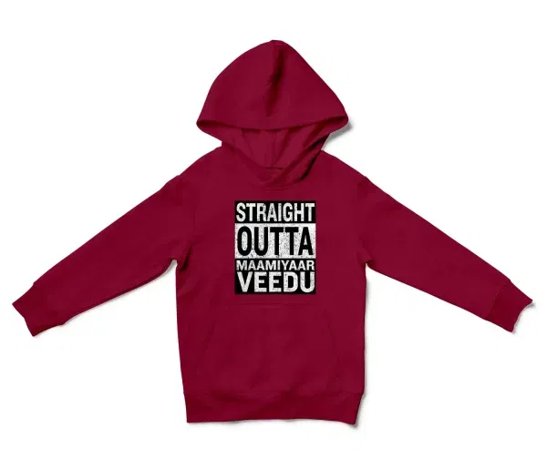 Straight Outta Maamiyaar Veedu Unisex Youth Hoodie in Cardinal Red Color