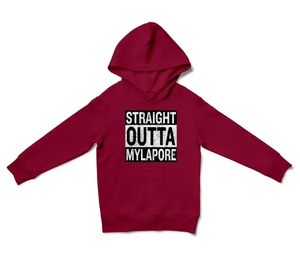 Straight Outta Mylapore Unisex Youth Hoodie in Cardinal Red Color