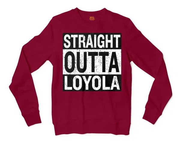 Straight Outta Loyola Men/Unisex Long Sleeve T-Shirt in Cardinal Red Color