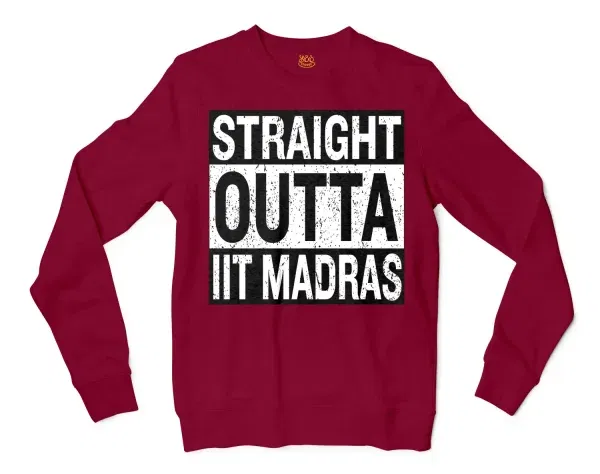 Straight Outta Iit Madras Men/Unisex Long Sleeve T-Shirt in Cardinal Red Color