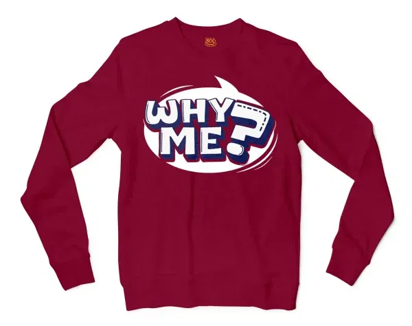 Why Me? Men/Unisex Long Sleeve T-Shirt in Cardinal Red Color