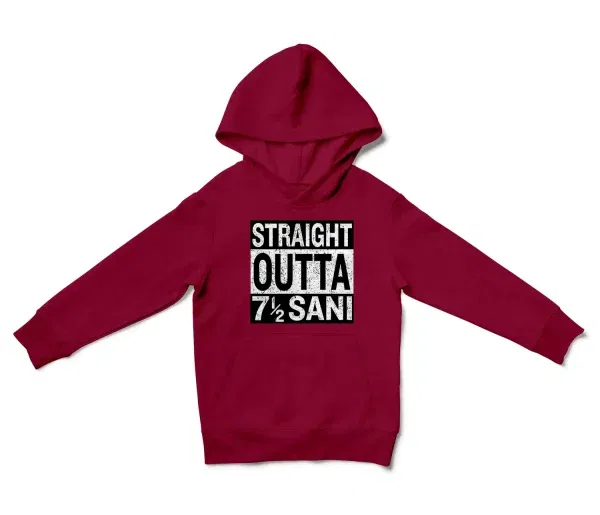 Straight Outta Sani - English Unisex Youth Hoodie in Cardinal Red Color