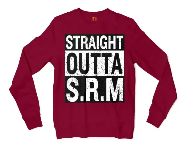 Straight Outta Srm University Men/Unisex Long Sleeve T-Shirt in Cardinal Red Color