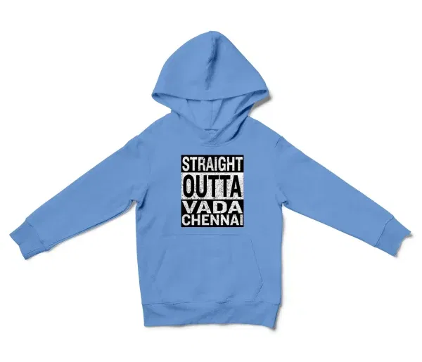 Straight Outta Vada Chennai Unisex Youth Hoodie in Carolina Blue Color