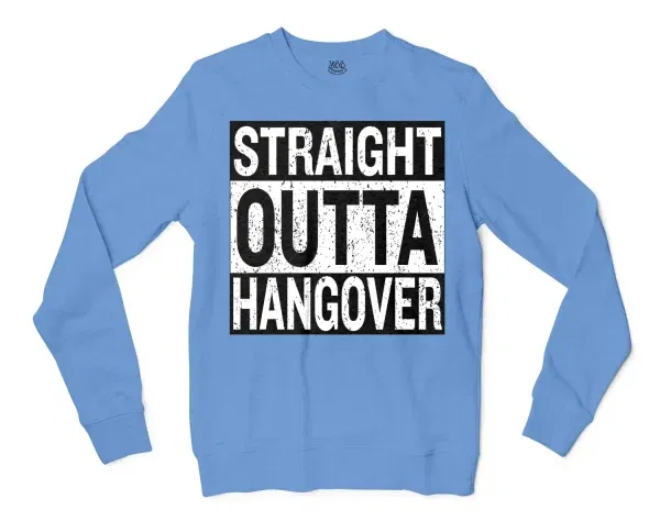 Straight Outta Hangover Men/Unisex Long Sleeve T-Shirt in Carolina Blue Color