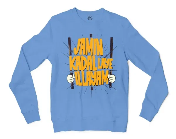 Jamin, Kadal Laye Illayam Men/Unisex Long Sleeve T-Shirt in Carolina Blue Color