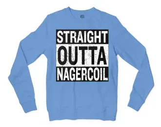 Straight Outta Nagercoil Men/Unisex Long Sleeve T-Shirt in Carolina Blue Color