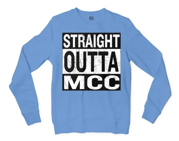 Straight Outta Mcc Men/Unisex Long Sleeve T-Shirt in Carolina Blue Color