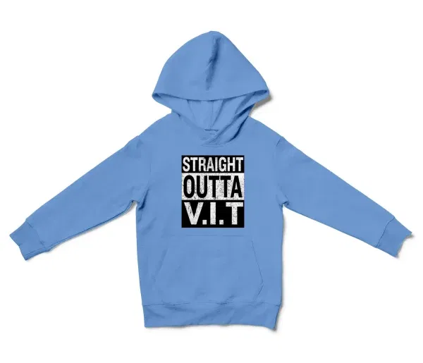 Straight Outta Vit Unisex Youth Hoodie in Carolina Blue Color