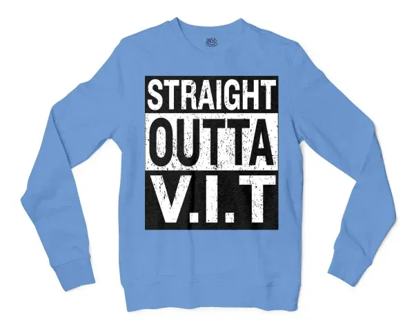 Straight Outta Vit Men/Unisex Long Sleeve T-Shirt in Carolina Blue Color