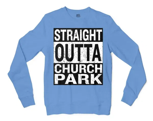 Straight Outta Church Park Men/Unisex Long Sleeve T-Shirt in Carolina Blue Color