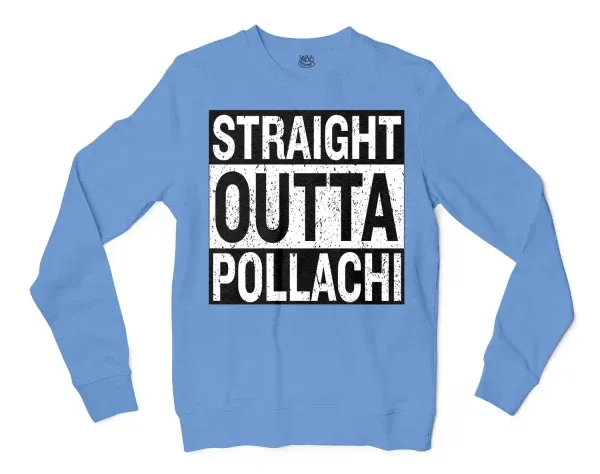 Straight Outta Pollachi Men/Unisex Long Sleeve T-Shirt in Carolina Blue Color