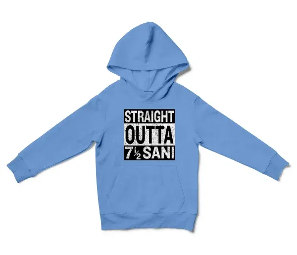 Straight Outta Sani - English Unisex Youth Hoodie in Carolina Blue Color