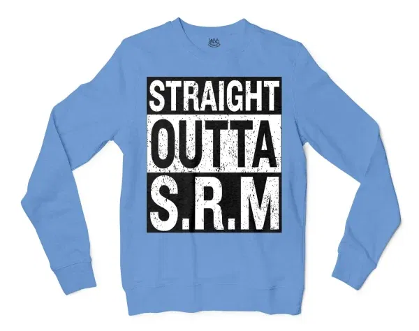 Straight Outta Srm University Men/Unisex Long Sleeve T-Shirt in Carolina Blue Color