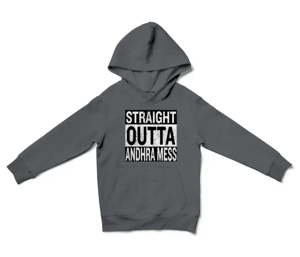 Straight Outta Andhra Mess Unisex Youth Hoodie in Charcoal Color