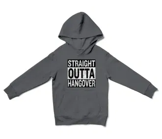 Straight Outta Hangover Unisex Youth Hoodie in Charcoal Color