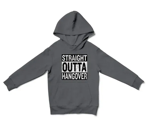 Straight Outta Hangover Unisex Youth Hoodie in Charcoal Color