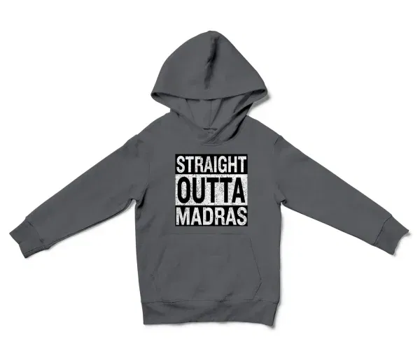 Straight Outta Madras Unisex Youth Hoodie in Charcoal Color