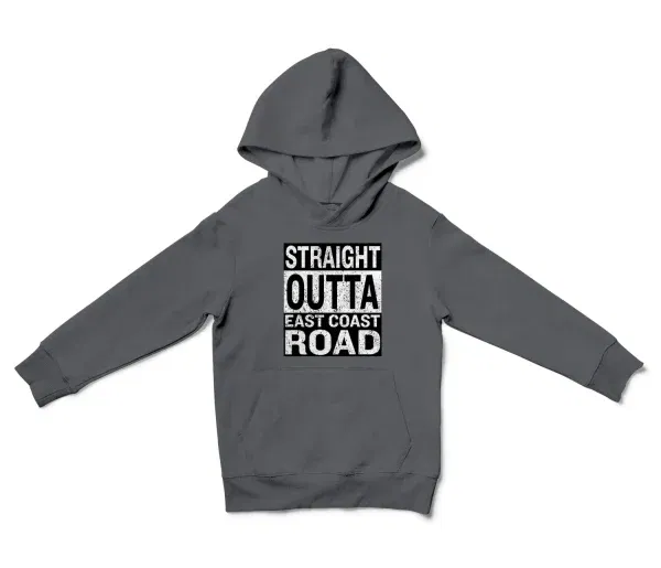 Straight Outta Ecr Unisex Youth Hoodie in Charcoal Color