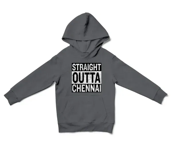 Straight Outta Chennai Unisex Youth Hoodie in Charcoal Color