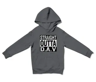 Straight Outta Dav Unisex Youth Hoodie in Charcoal Color