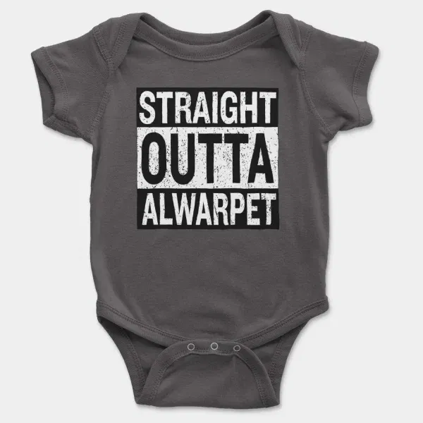 Straight Outta Alwarpet Short Sleeve Baby Onesie in Charcoal Color