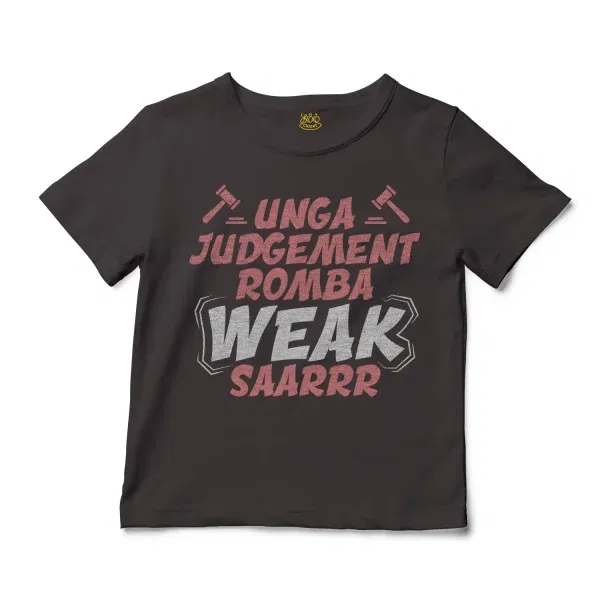 Unga Judgement Romba Weak Saarrr Unisex Toddler T-Shirt in Charcoal Color