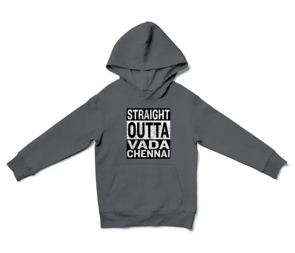 Straight Outta Vada Chennai Unisex Youth Hoodie in Charcoal Color