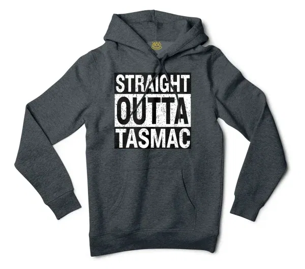 Straight Outta Tasmac Men/Unisex Hoodie in Charcoal Heather Color