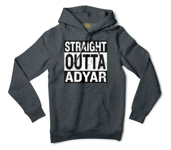 Straight Outta Adyar Men/Unisex Hoodie in Charcoal Heather Color