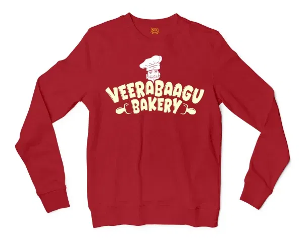 Veerabaagu Bakery Men/Unisex Long Sleeve Sweatshirt in Cherry Red Color