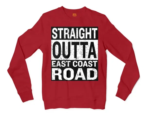 Straight Outta Ecr Men/Unisex Long Sleeve Sweatshirt in Cherry Red Color