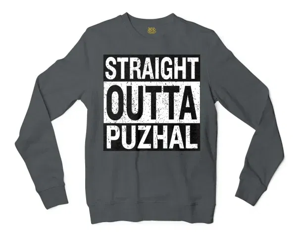 Straight Outta Puzhal Men/Unisex Long Sleeve T-Shirt in Dark Heather Color