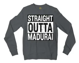 Straight Outta Madurai Men/Unisex Long Sleeve T-Shirt in Dark Heather Color