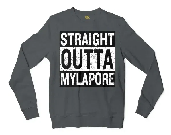 Straight Outta Mylapore Men/Unisex Long Sleeve T-Shirt in Dark Heather Color