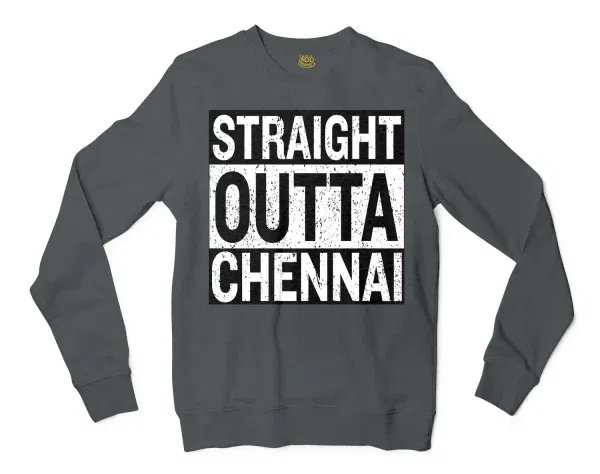 Straight Outta Chennai Men/Unisex Long Sleeve T-Shirt in Dark Heather Color